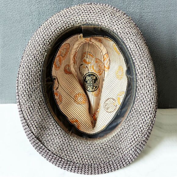 Vintage Kanyon Road Fedora Hat Brown Wool Tweed Gold Feather - Men's Size 7 - Picture 7 of 9